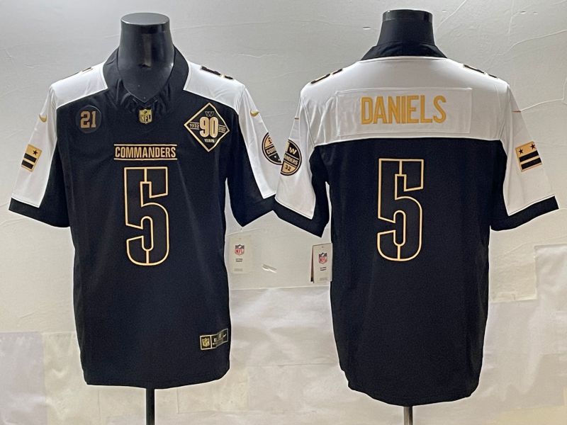 Men 2025 Washington Commanders #5 Daniels Black three generations Nike Limited NFL Jersey style 2->washington commanders->NFL Jersey